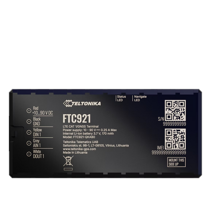 Teltonika FTC921 Next-generation high voltage 4G LTE Cat 1 vehicle GPS Tracker IP69K