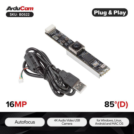 Arducam Camera Arducam 16MP IMX298 USB Camera Autofocus Microphone Multi OS B0522