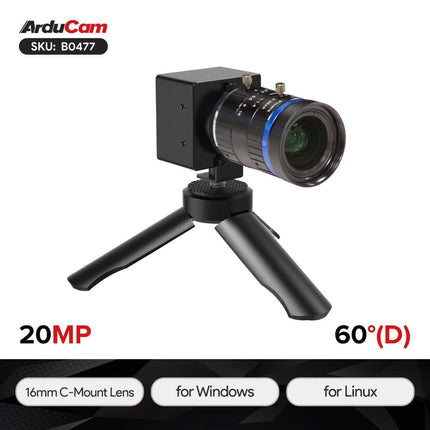 Arducam Camera Arducam 20MP IMX283 USB 3.0 Camera 16mm C-Mount Lens B0477
