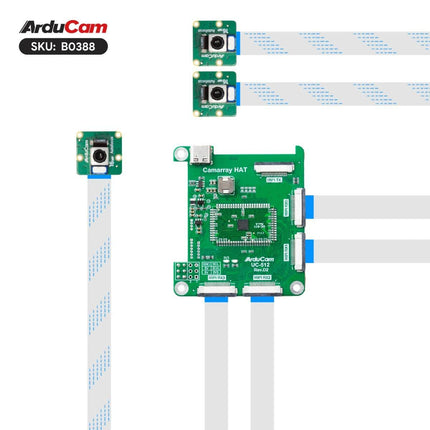 Arducam Camera B0388 Arducam 16MP IMX519 Autofocus Synchronized Quad-Camera Kit for Raspberry Pi, Jetson
