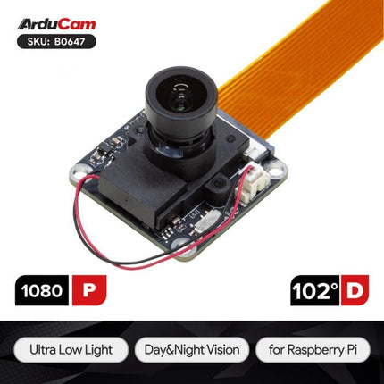 Arducam Camera B0647 Arducam 1080P Day Night Vision Ultra Low Light MIPI Camera Raspberry Pi
