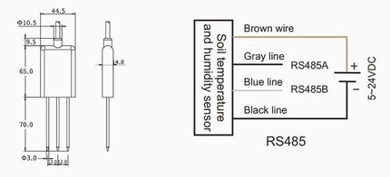 IQFLOW IOT Sensors IQSS-THC Soil Temperature and Humidity, Conductivity Sensor, RS485 2m Cable