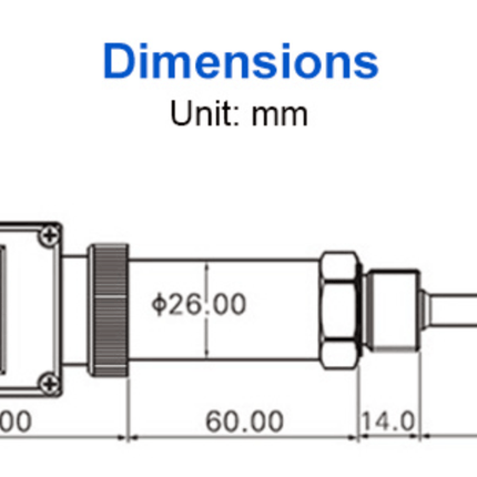 IQFLOW Temperature Sensor IQTT-S -50~400℃; 4-20mA; G1/4 Thread; 50mm probe length; 1.5m Cable IQTT-S Industrial Temperature Transmitter Digital Display Sensor 4-20mA