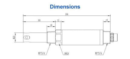 IQFLOW Water Quality IQORP+ Industrial ORP Sensor 4-20mA + Modbus RS485 5m Cable Auto Temp Compensation