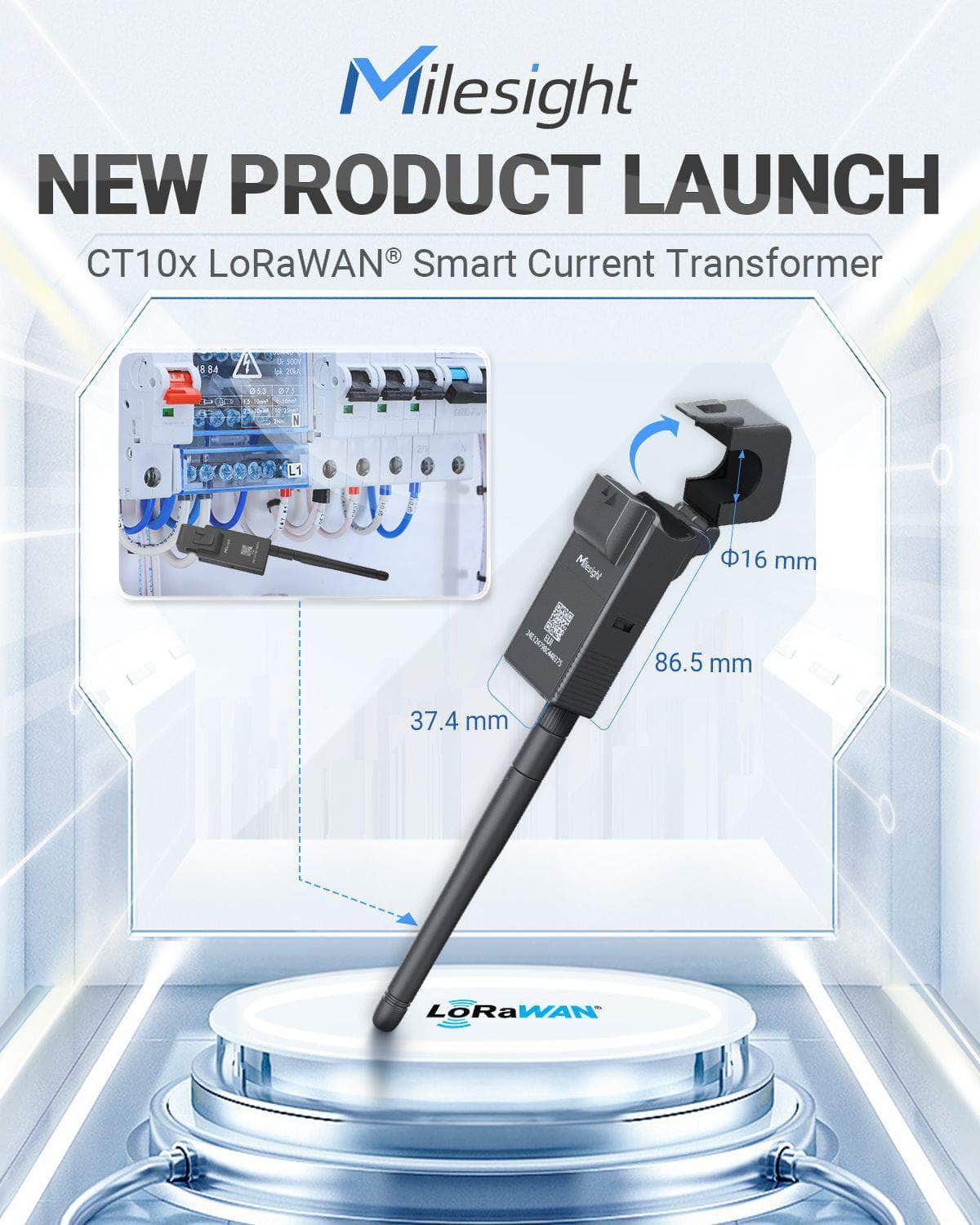 Milesight CT10x LoRaWAN Smart Current Transformer Sensor Energy Meter ...