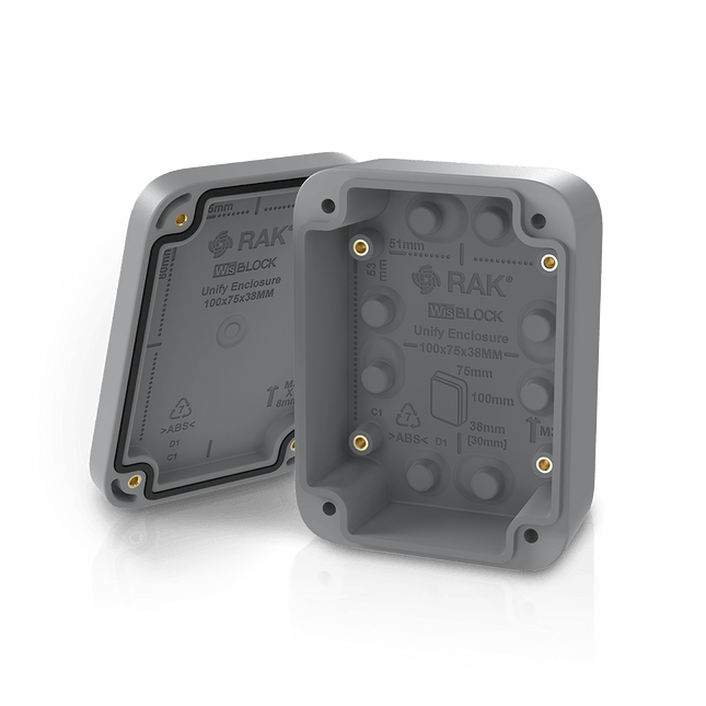 RAK Wireless Case - Enclosure Without Solar Panel / Without Built-in Antenna Unify Enclosure IP67 100x75x38mm with Mounting Plate