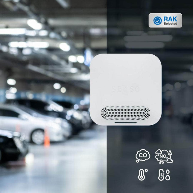 RAK Wireless LoRaWAN SENSO8 Car Park IAQ Air Quality Sensor CO NO2 TH