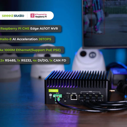 Seeed Studio Edge Gateway 16GB RAM reComputer Industrial R2245-12 Powerful Raspberry Pi CM5 16GB Edge Hailo-8 AI/IOT