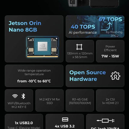Seeed Studio IoT Board reComputer J3011 Edge AI NVIDIA® Jetson™ Orin™ Nano 8GB (Support Super Mode)