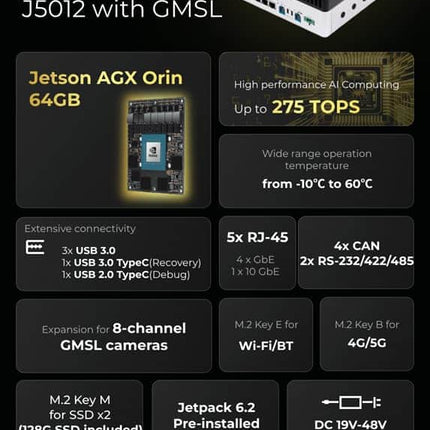 Seeed Studio NVIDIA Jetson reComputer Robotics J5012 with GMSL Ultra-Advanced Edge AI Computer with NVIDIA Jetson AGX Orin 64GB