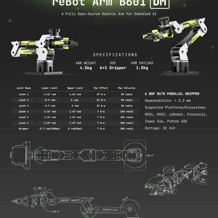 Seeed Studio Robotics reBot Arm B601-DM Bundle Open-Source Robotic Arm