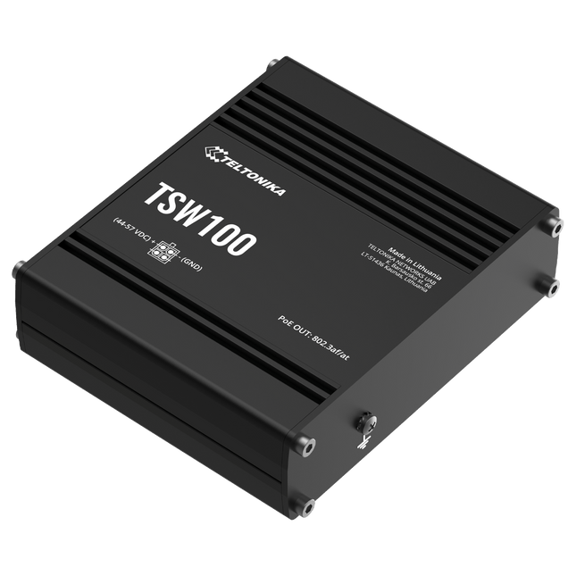 Teltonika Ethernet Switch Teltonika TSW100 DIN Rail 5-Port PoE+ Ethernet Switch Unmanaged