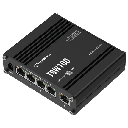 Teltonika Ethernet Switch Teltonika TSW100 DIN Rail 5-Port PoE+ Ethernet Switch Unmanaged