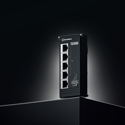 Teltonika POE Switch Teltonika TSF000 Low Profile PoE+ Ethernet Switch (5-Port, 4× PoE+, Compact DIN Rail)