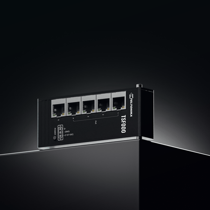 Teltonika POE Switch Teltonika TSF000 Low Profile PoE+ Ethernet Switch (5-Port, 4× PoE+, Compact DIN Rail)