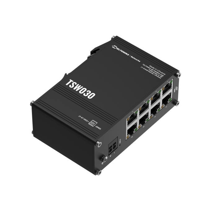 Teltonika POE Switch Teltonika TSW040 DIN Rail 8-Port PoE+ Ethernet Switch (Unmanaged, 240W Budget)