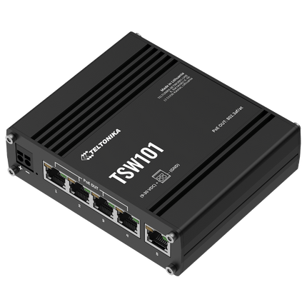 Teltonika POE Switch Teltonika TSW101 Automotive PoE+ Switch (5-Port Gigabit Ethernet, 4× PoE+, 12/24V DC)