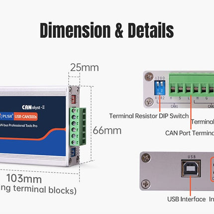 USR IOT CAN BUS USR-CAN300(s) Industrial CAN analyser Professional CAN Bus Debugging