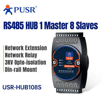 USR IOT Serial Comms RS485 Hub 1x Master 8x Slave USR-HUB-S Industrial RS485 RS232 RS422 TTL Hub