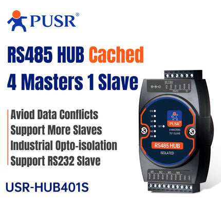 USR IOT Serial Comms RS485 Hub Cached 4x Master 1x Slave USR-HUB-S Industrial RS485 RS232 RS422 TTL Hub