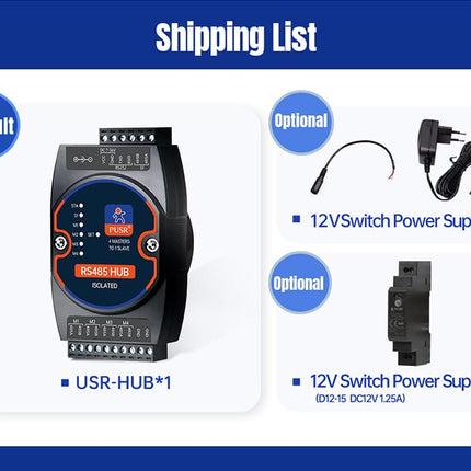USR IOT Serial Comms USR-HUB-S Industrial RS485 RS232 RS422 TTL Hub