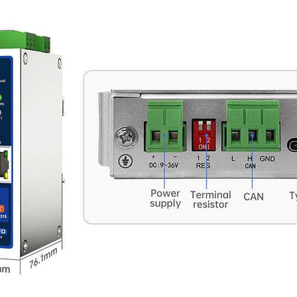 USR IOT Serial to Ethernet CANFD Protocol Converter DIN-rail CANFD to Ethernet/RS485/RS232