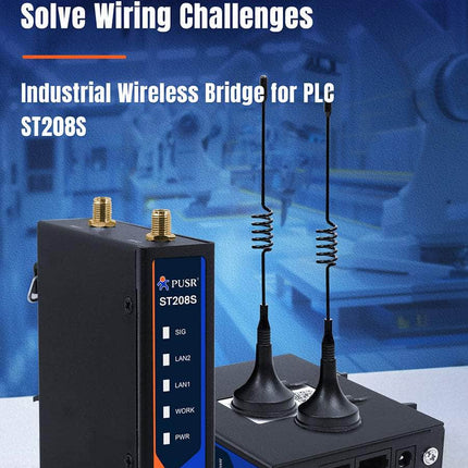 USR IOT Wireless Bridge ST208S Industrial 2.4Ghz Wireless Bridge Pair for PLC 500m Transmission (2 Pcs)