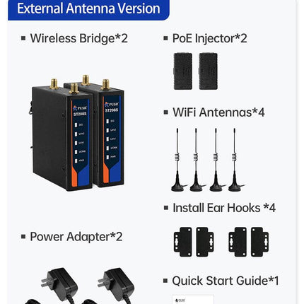 USR IOT Wireless Bridge ST208S Industrial 2.4Ghz Wireless Bridge Pair for PLC 500m Transmission (2 Pcs)