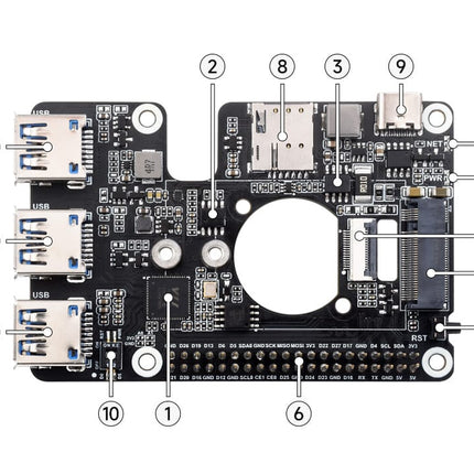 Waveshare Raspberry Pi PCIe to M.2 4G/5G And USB 3.2 HAT for Raspberry Pi 5