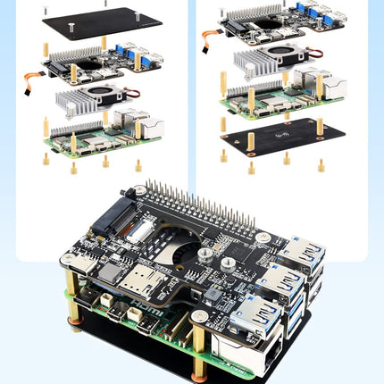Waveshare Raspberry Pi PCIe to M.2 4G/5G And USB 3.2 HAT for Raspberry Pi 5