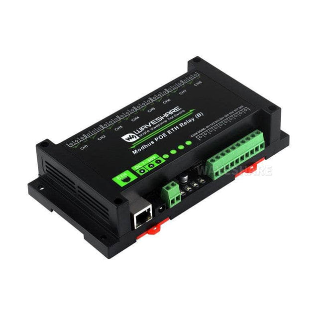 Waveshare Relay Module 8-ch Ethernet Modbus  POE Relay (B) With Digital Input, Modbus RTU/TCP