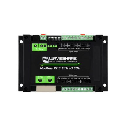 Waveshare Remote Controller Industrial 8-Ch POE Ethernet Digital Input/Output Modbus RTU/TCP Protocol