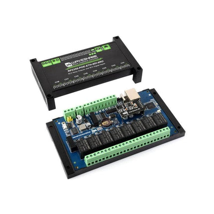 Waveshare Serial Comms 8-Ch RP2350 Relay Module Digital Input, RS485 and Ethernet port