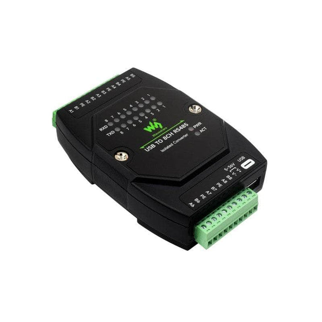 Waveshare Serial Comms Industrial USB to 8CH RS485 Converter Rail-Mount