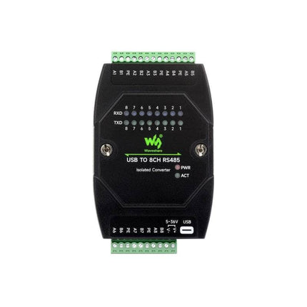 Waveshare Serial Comms Industrial USB to 8CH RS485 Converter Rail-Mount