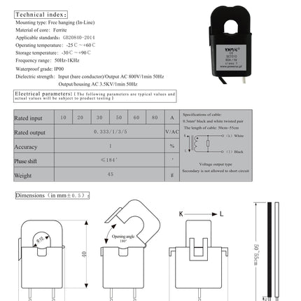 YHDC Current Sensor Non-Invasive AC Current Sensor SCT010 20A 10mA