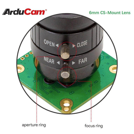 Arducam Camera Arducam HQ Camera 12.3MP IMX477 6mm CS-Mount Lens Raspberry Pi B0249