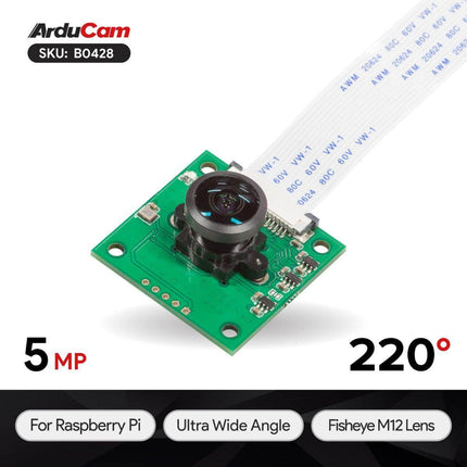 Arducam Camera Arducam Ultra Wide Angle Fisheye 5MP OV5647 Camera B0428