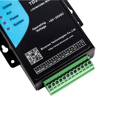 Bivocom IoT Comms Industrial Cellular 4G Modem with Terminal Block Supports RS-232/485/422 I/O