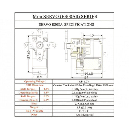 EMAX Servo Motor EMAX ES08A II Gear Analog Servo Motor
