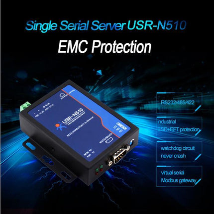 USR IOT IoT Comms RS232/RS485/RS422 Single Serial Ethernet Converter - USR-N510