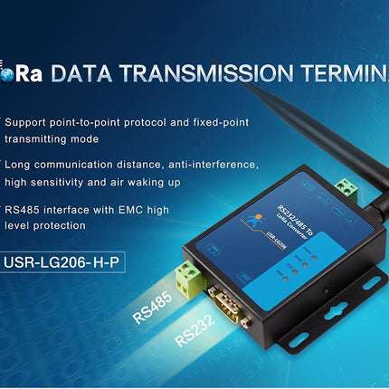 USR IOT LoRa IoT Industrial Serial RS232 RS485 to LoRa Converter USR-LG206-H