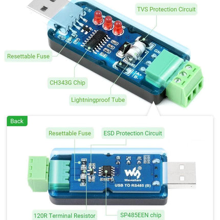Waveshare IoT Comms Industrial USB TO RS485 Bidirectional Converter CH343G