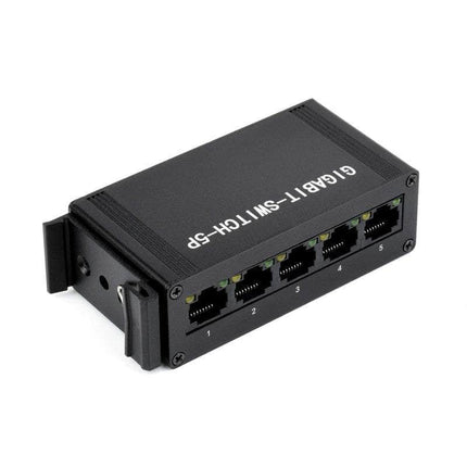 Waveshare Remote Controller Industrial 5P Gigabit Ethernet Switch Full-Duplex DIN Rail