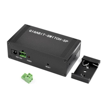 Waveshare Remote Controller Industrial 5P Gigabit Ethernet Switch Full-Duplex DIN Rail